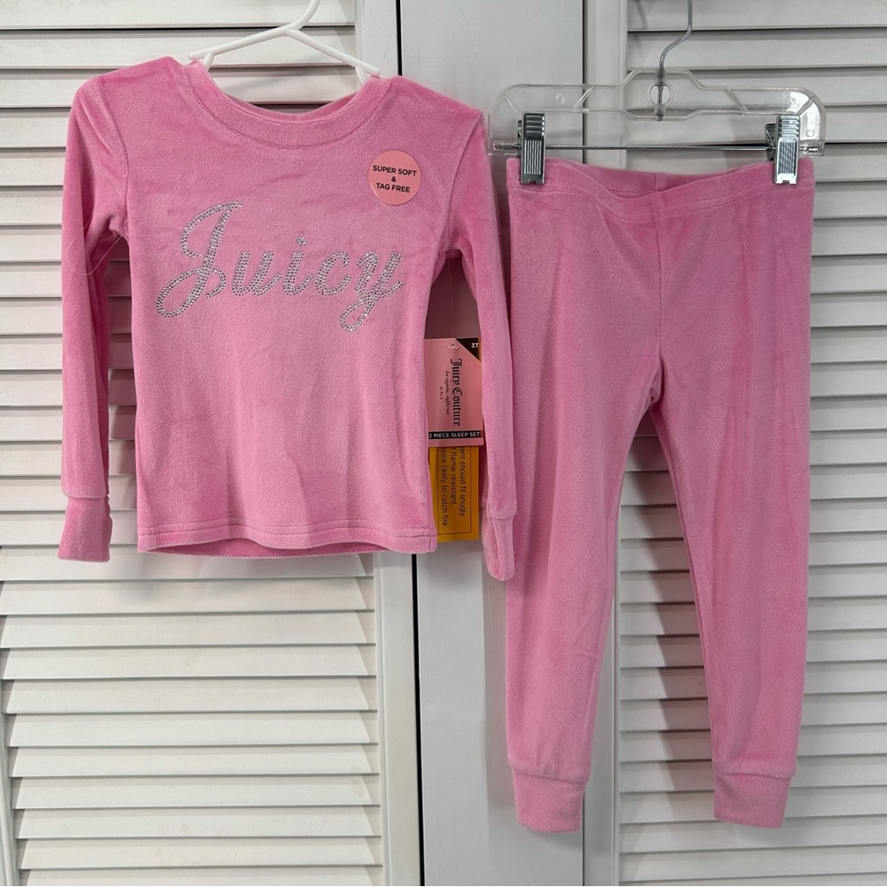 Juicy Couture size 3T Kids Light Pink Pajama Set super soft plush nwt